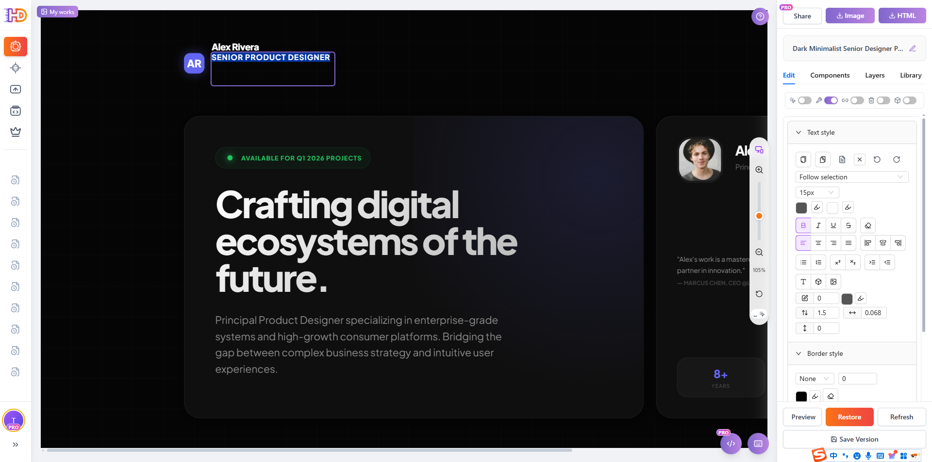 Seleziona elemento di testo nel template HTML