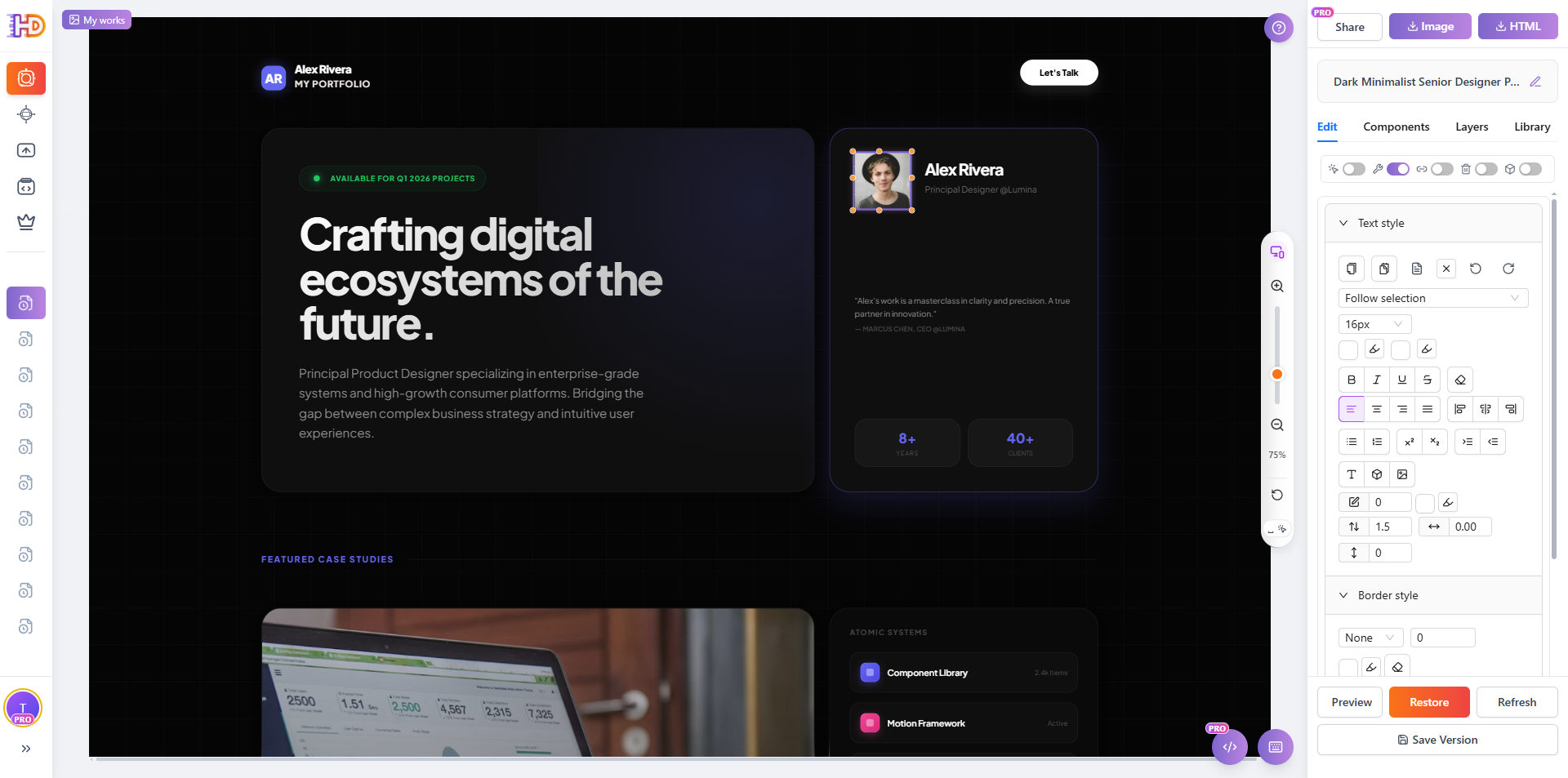 Seleziona elemento immagine nel template
