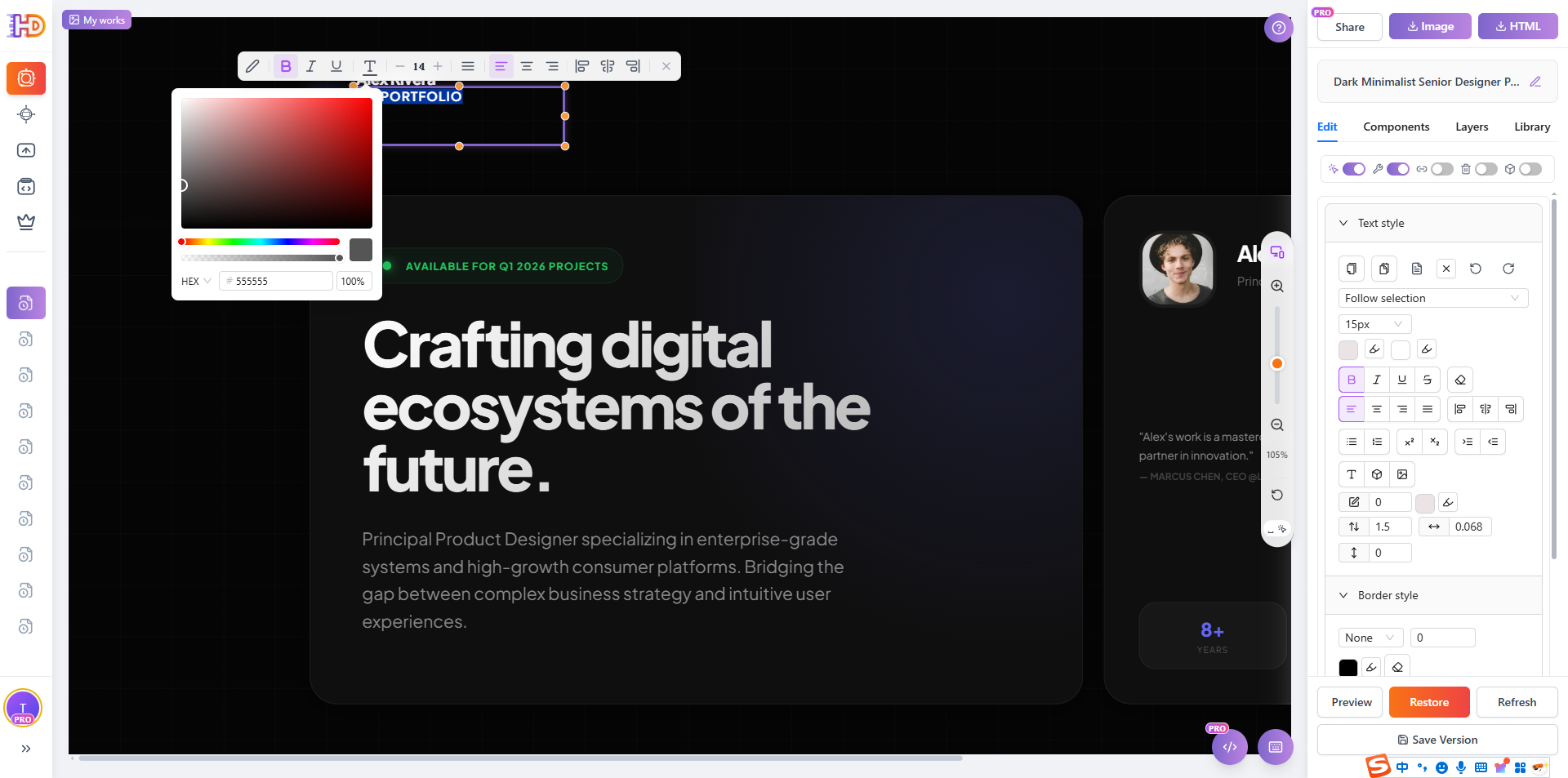 Modifica il testo direttamente sulla pagina