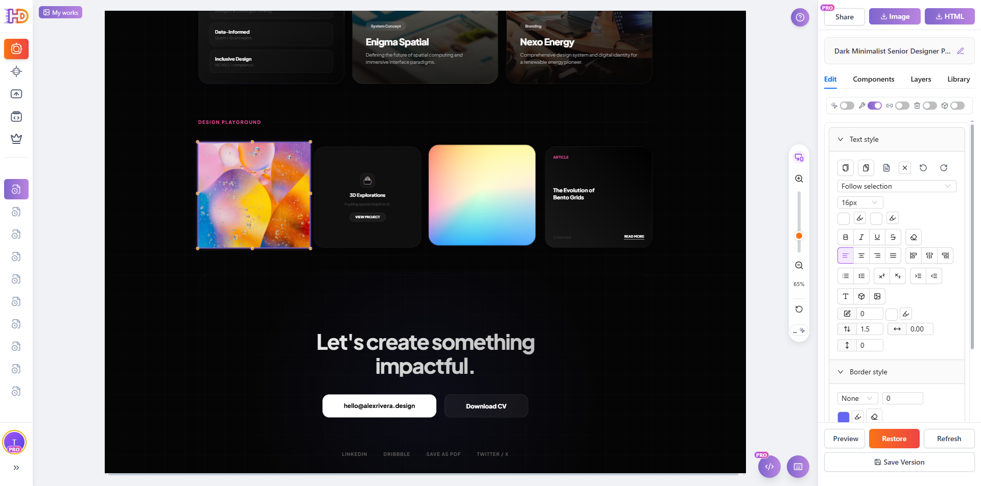 Elemento riposizionato con drag and drop