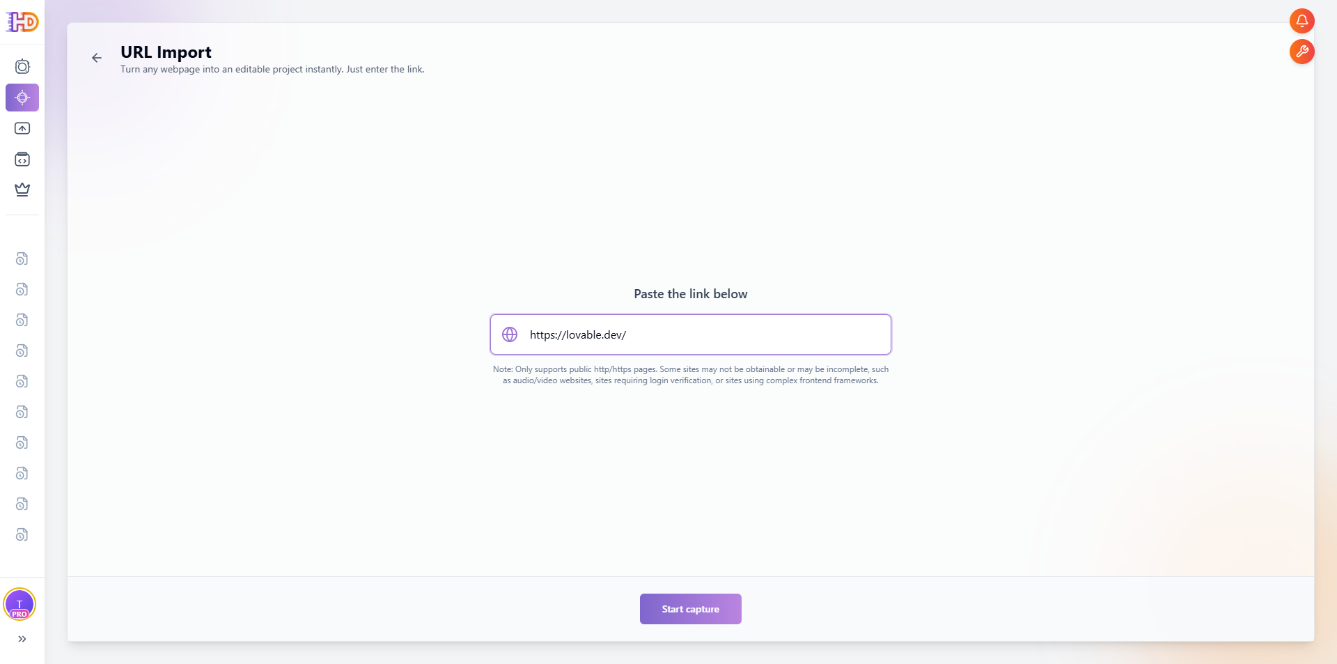 lovable.dev per URL importieren
