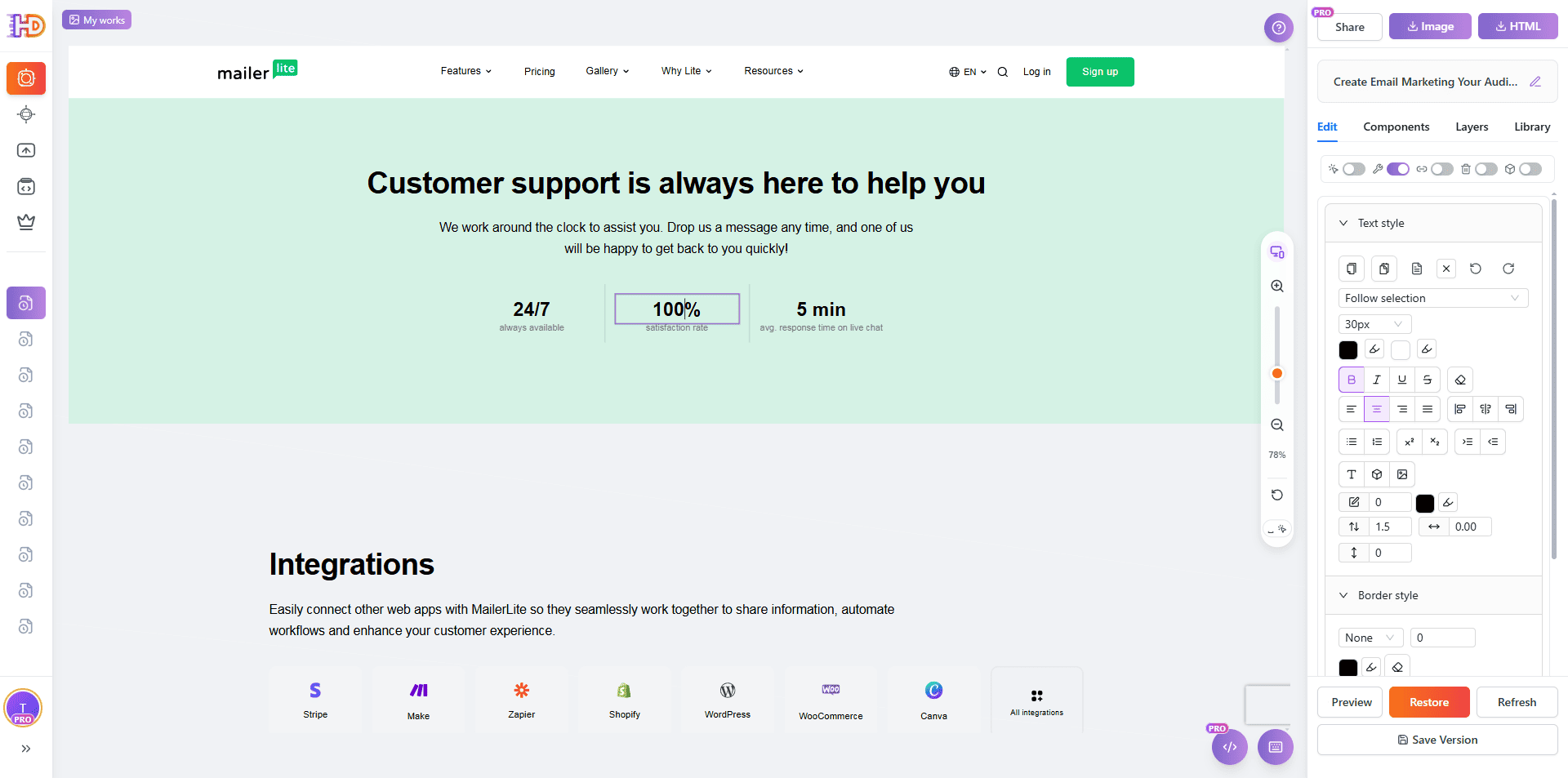 Настройка статистики и положения текста для более естественного ритма секции