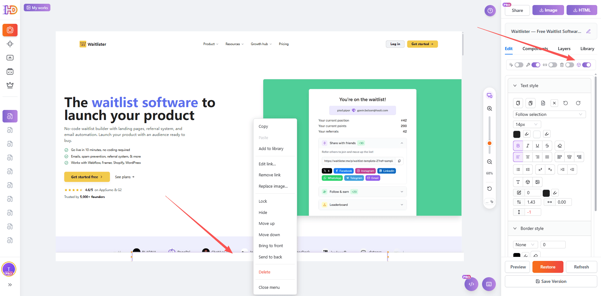 Turn on Decorative layers to help detect deeper elements on the imported page