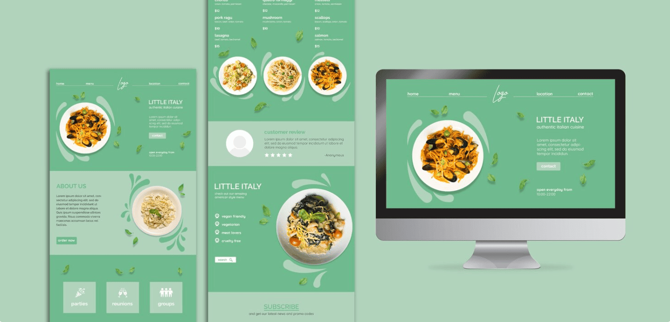 Design de référence de landing page Little Italy utilisé comme image d’entrée dans le mode fichier