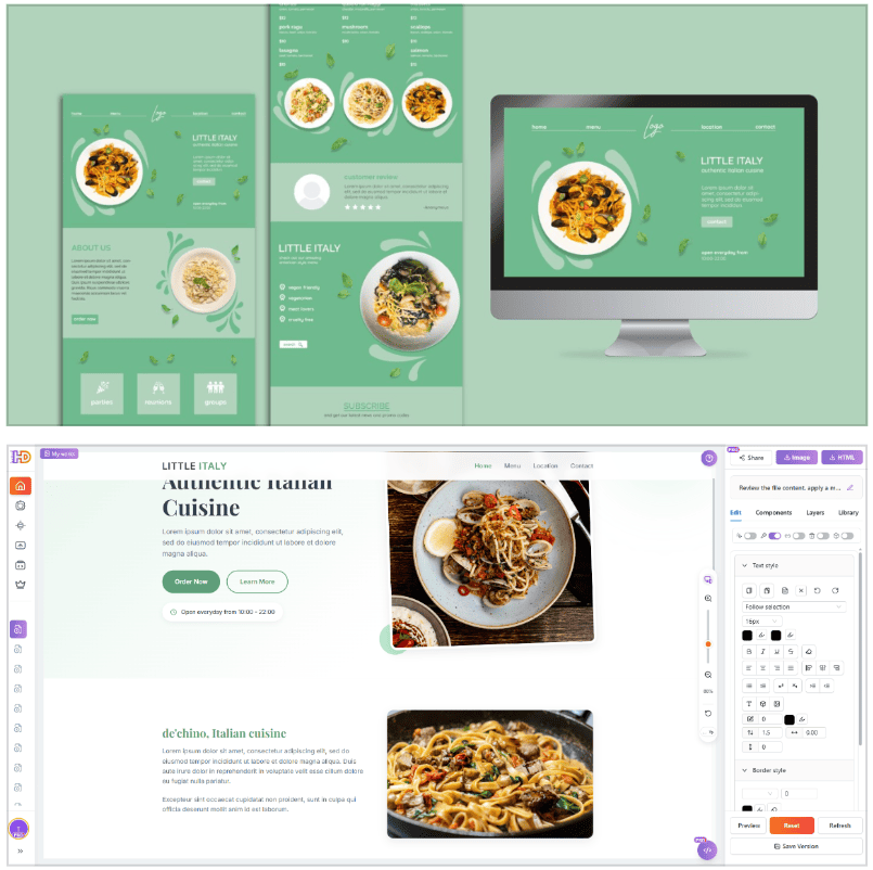 So verwandeln Sie ein Designbild oder Poster ohne Code in eine Landingpage