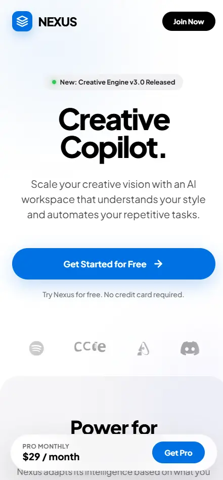 Nexus AI Mobile Startup Modern Clean Blue & White H5