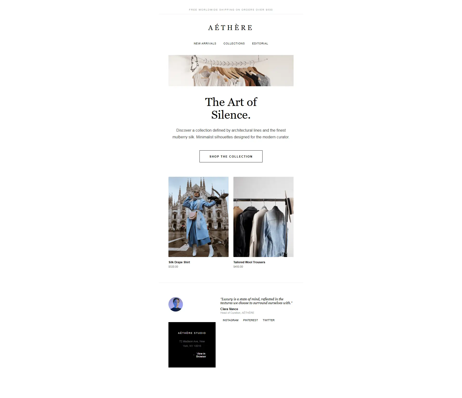 Luxury Fashion Editorial Minimalist White & Black Email