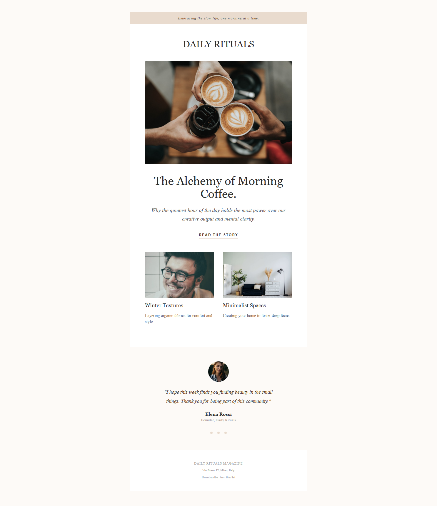 Warm Beige Organic Lifestyle & Wellness Daily Rituals Email